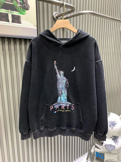 Balenciaga Graphic Hoodie with Vintage Wash Effect