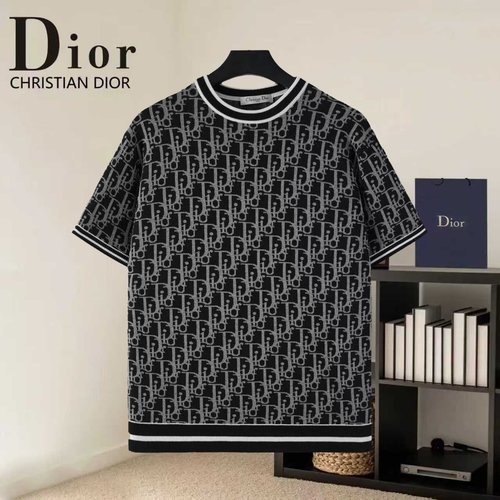 Dior Cotton T - shirt with Jacquard for Versatile Wear