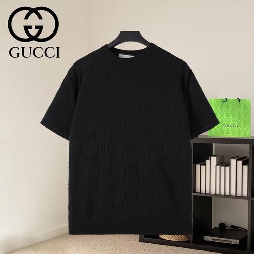Gucci Embroidered Knit Round - neck Short - sleeve Top