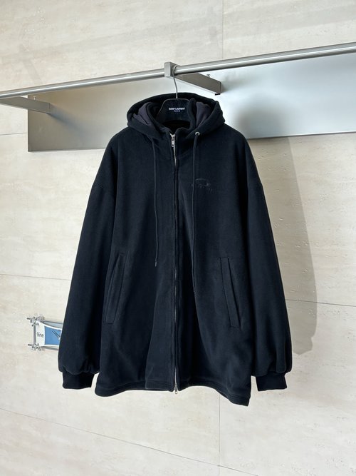 Balenciaga High-Quality Embroidered Zip-up Fleece Hoodie
