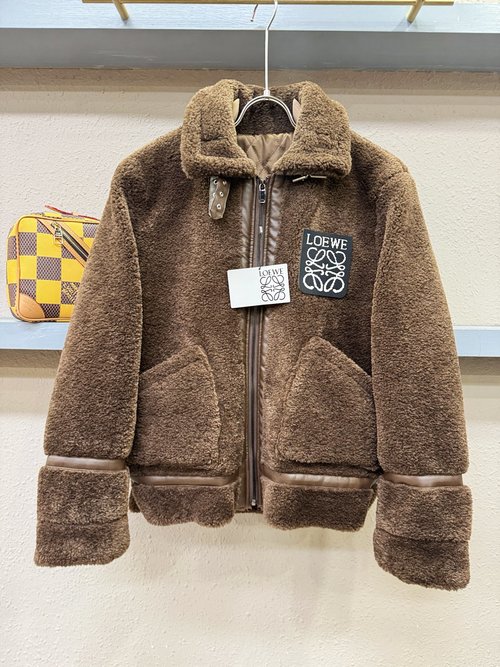 Loewe Imported Faux Fur Jumpsuit with a Unique Pattern