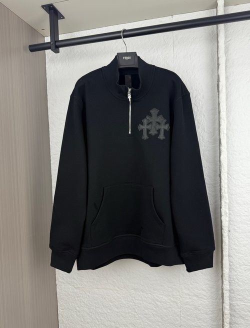 Chrome Hearts Cross Half-Zip Pullover Sweatshirt