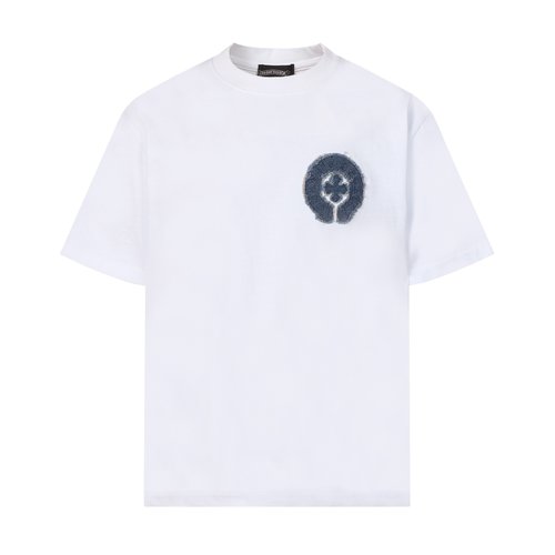 Chrome Hearts Denim Wash Embroidered Short Sleeve T-Shirt