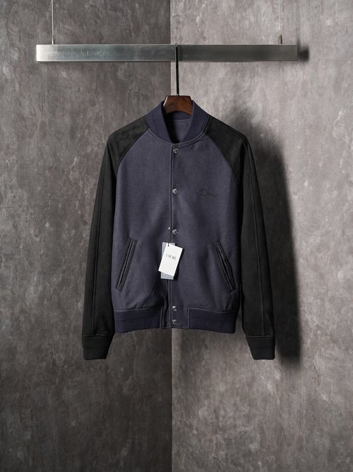 Dior Embroidered Velvet Baseball Jacket with Luxury Details