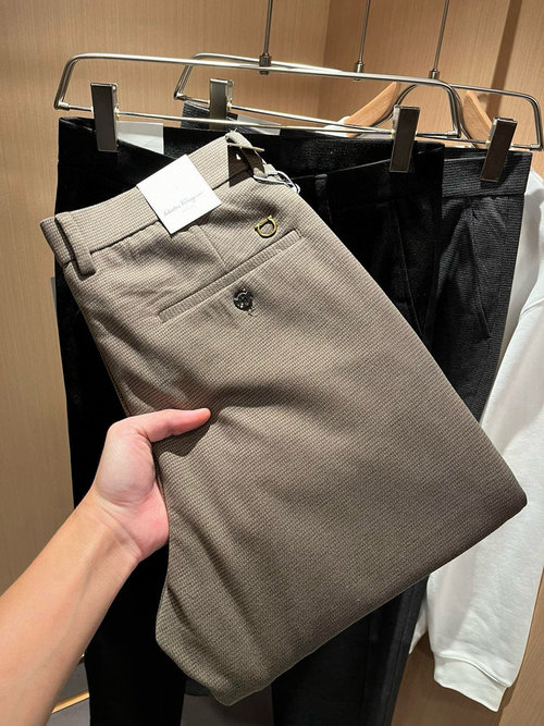 Ferragamo Casual Straight-Leg Cashmere Trousers with Logo