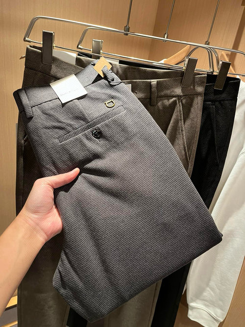 Ferragamo Casual Straight-Leg Cashmere Trousers with Logo