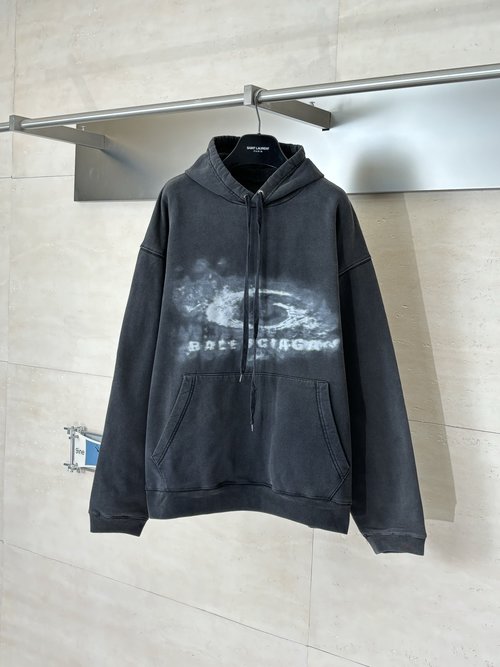 Balenciaga Smoky Washed Hoodie with Custom Accessories