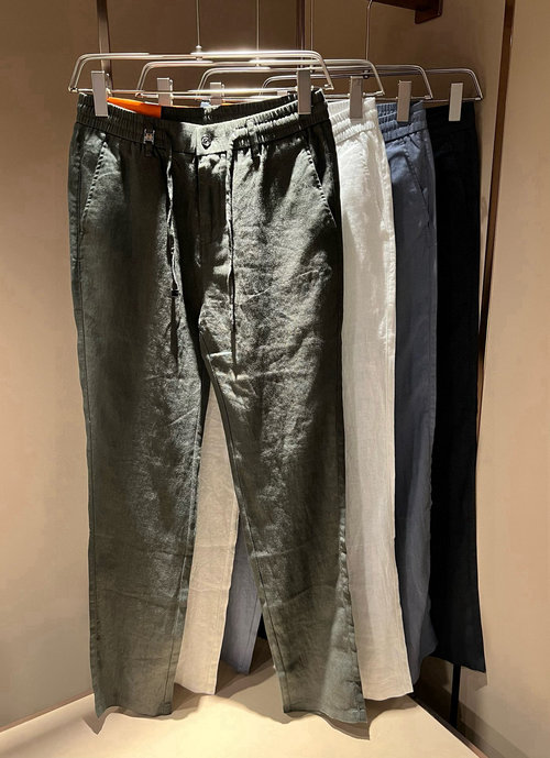 Hermes High - end Linen Straight - leg Casual Trousers