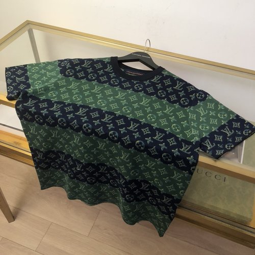 Louis Vuitton Monogram Heritage Baseball-themed Short Sleeve Knit Top