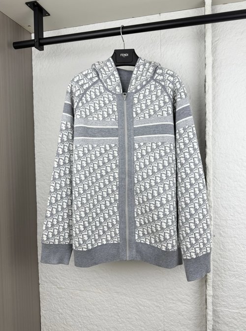 Dior CD Jacquard Knit Cashmere Hoodie