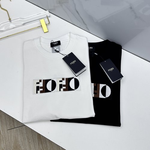 Fendi Premium Cotton Round Neck T-Shirt with Logo