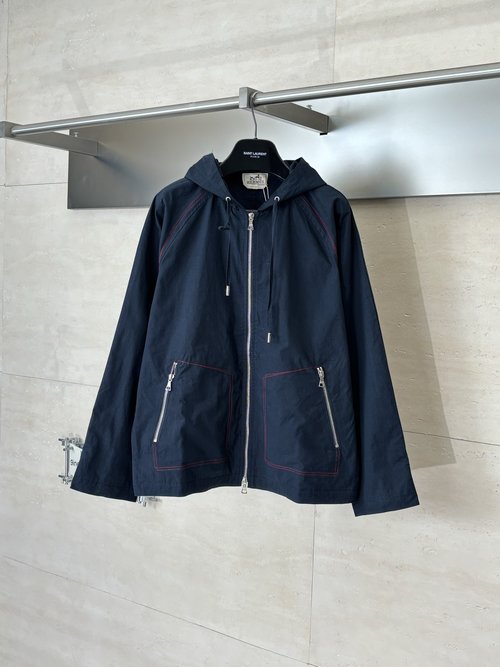 Hermes Outer Stitch Embroidered Zipper Jacket