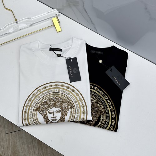 Versace Medusa Embroidered Short - sleeved T - shirt for a Fashionable Look