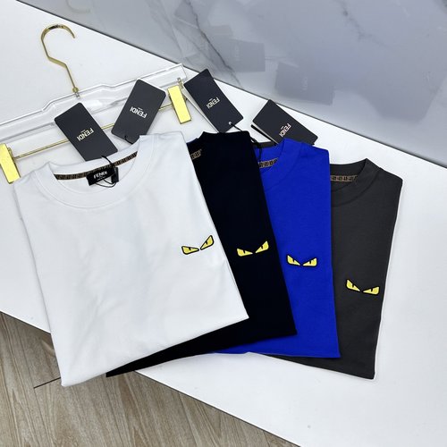 Fendi Embroidered Short-Sleeve T-Shirt with Vintage Style