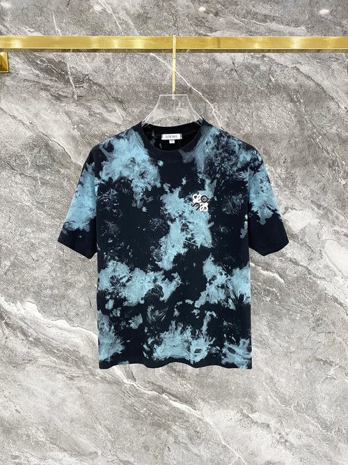 Loewe Tie-Dye Embroidered Cotton Short Sleeve T-Shirt