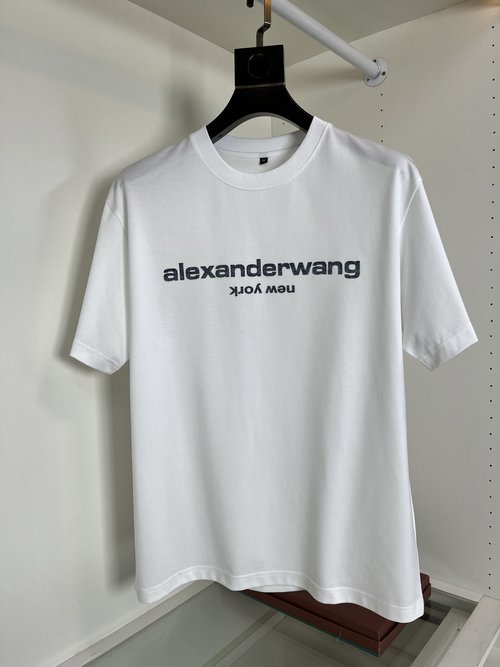 Alexander Wang Short Sleeve Tee with Patched Logo and Breathable Cotton Blend