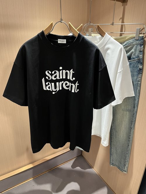 Yves Saint Laurent Luxury Short Sleeve Tee with Designer Logo Print