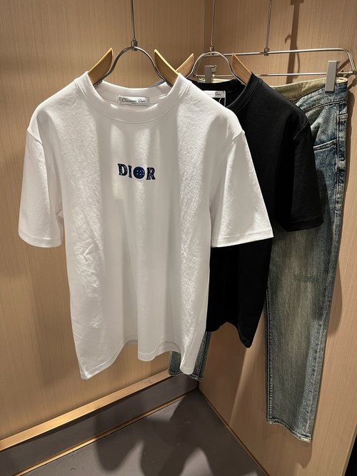 Dior Stylish Unisex Short Sleeve T-shirt with Logo Press Design