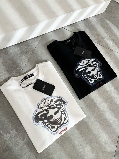 Versace Imported Cotton Short Sleeve T-Shirt with Exquisite Logo