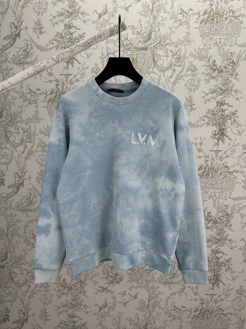 Louis Vuitton Tie-Dye Cotton Knit Sweater with Hand-Drawn Embroidery