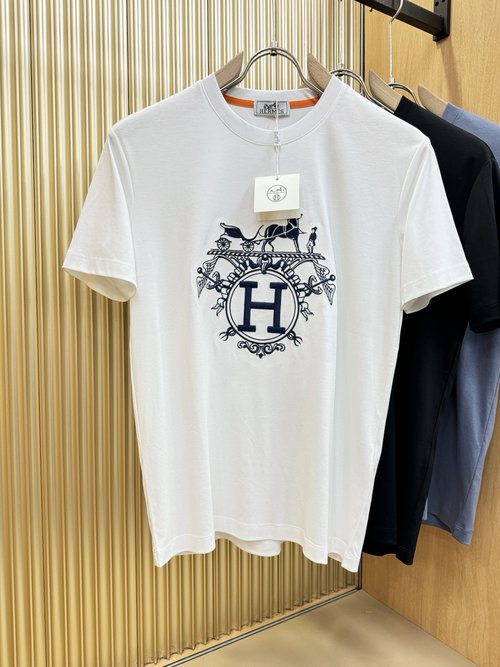 Hermes Embroidered Tencel Short Sleeve Top