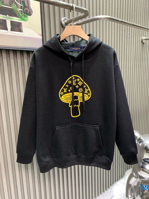 Louis Vuitton Cotton Hooded Sweatshirt, Loose and Stylish