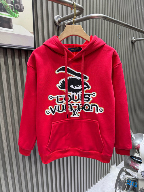 Louis Vuitton Cotton Hooded Sweatshirt with Embroidered Design