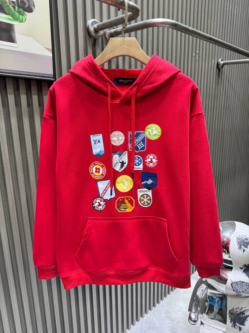 Louis Vuitton Cotton Fleece Hoodie with Brand Graphics