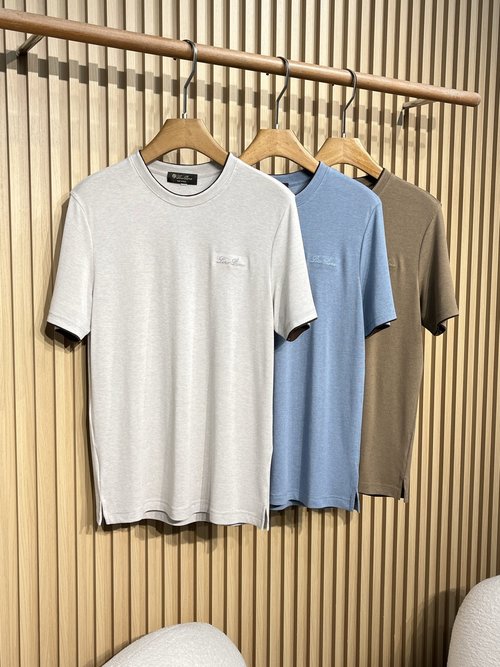 Loro Piana Wool Tencel Round Neck Short Sleeve Top