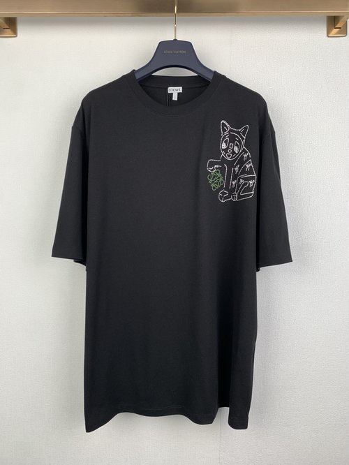 Loewe Embroidered Cat Loose Short-Sleeve T-Shirt