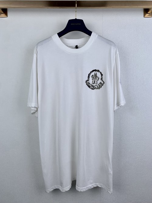 Moncler Cotton Ice Yarn Short Sleeve T-Shirt with Logo