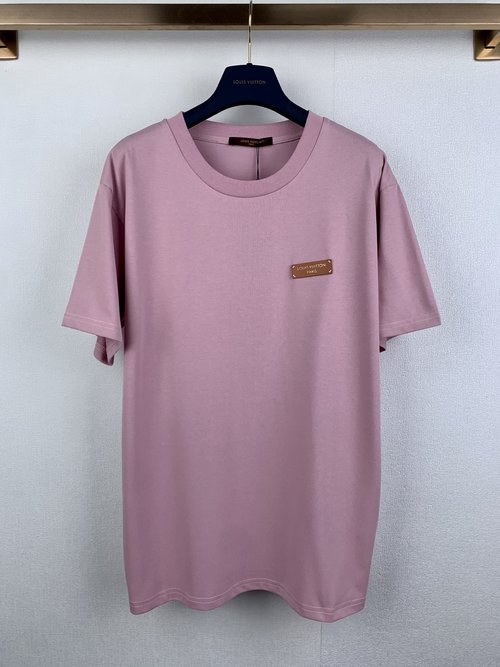 Louis Vuitton Premium Lavender Cotton T-shirt, Soft, Comfortable with Embroidered Design and Tailored Fit