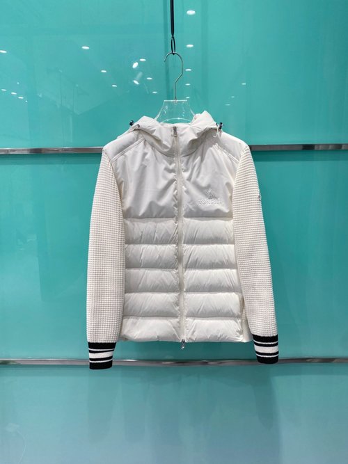 Moncler Knitted Hooded Spliced Down Jacket