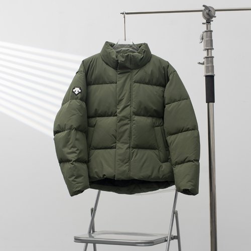 Descente Cuff Logo Stand Collar Military Green Down Jacket