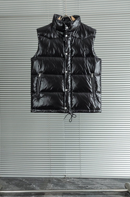 Prada Black Shiny Nylon Down Vest with Triangle Badge