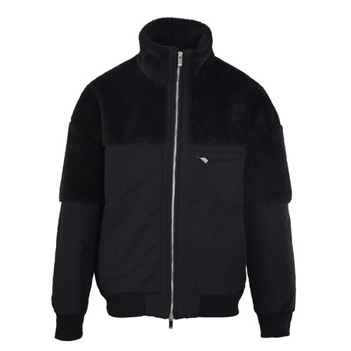 Dior Teddy Fleece Zip-up Coat with Quilted Pattern