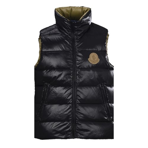 Moncler Sleek Yellow Logo Down Vest with Premium Duck Down Fill