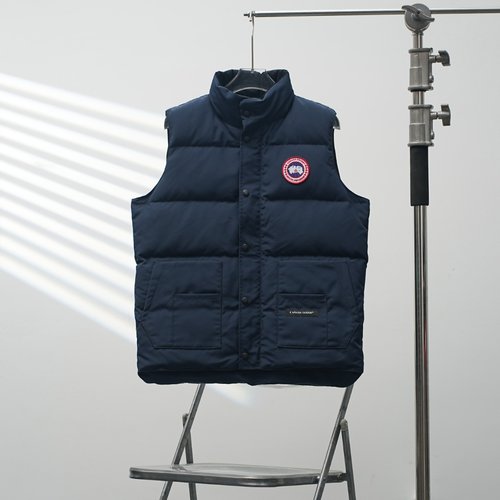 Canada Goose Classic Chest Logo Vest in Dark Blue with Red Logo