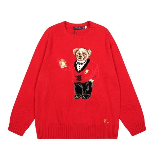Polo Ralph Lauren Red Envelope Bear Knit Sweater for Couples