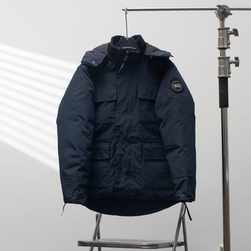 Canada Goose Hooded Down Jacket, Dark Blue with Black Label