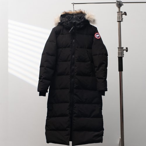Canada Goose Long Down Jacket with Fur Hood, Black